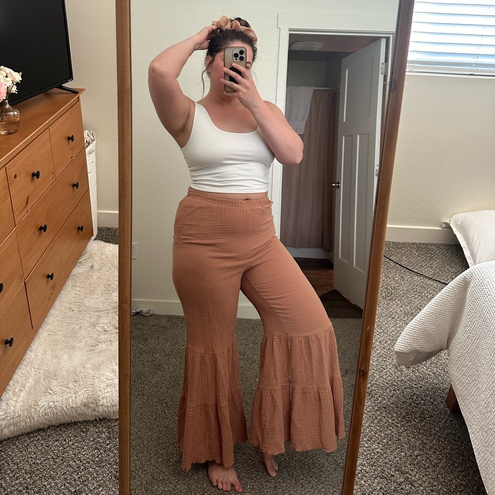 Flowy flare wide leg cotton pants